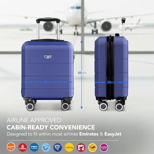LUGG Jetset 15" Lightweight Cabin Suitcase - EasyJet Underseat Carry On Luggage, ABS Hard Shell, Scratch-Resistant Finish, Secure Lock, Smooth 360° Spinner Wheels (45x33x20cm) — view 2