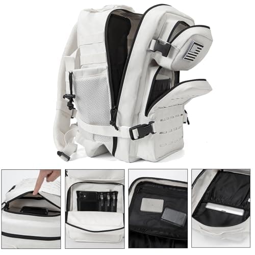 QT&QY 25L Military Tactical Backpacks For Women CCW Army Laser cut Molle Daypack small EDC Bug Out Bag Gym Rucksack With Dual Cup Holders medical Rucksack White — view 5