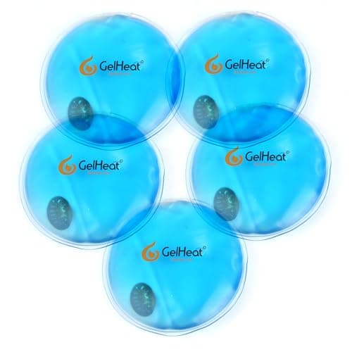 Pack of 5 GelHeat Instant Hand Warmers Round - Reusable Gel Click Heat Pads (Blue)