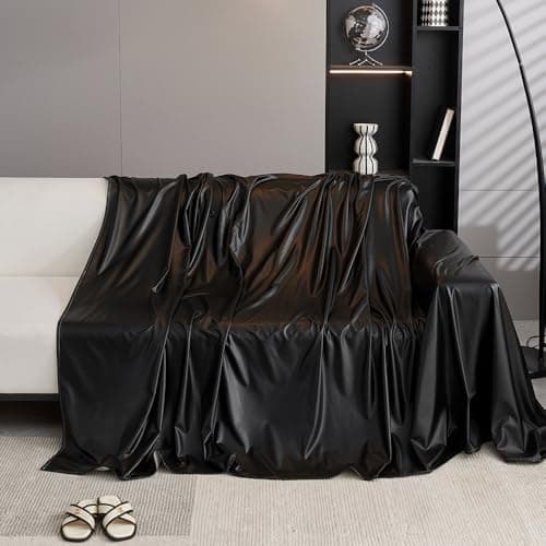 Highdi Throw for Sofa Large, PU Leather Soft Blanket Decorative Throw Blanket, 1 2 3 4 Seater Sofa Throws, Travel Nap Blanket for Chair Couch Bed and Armchair (180x180cm,Black) — view 4
