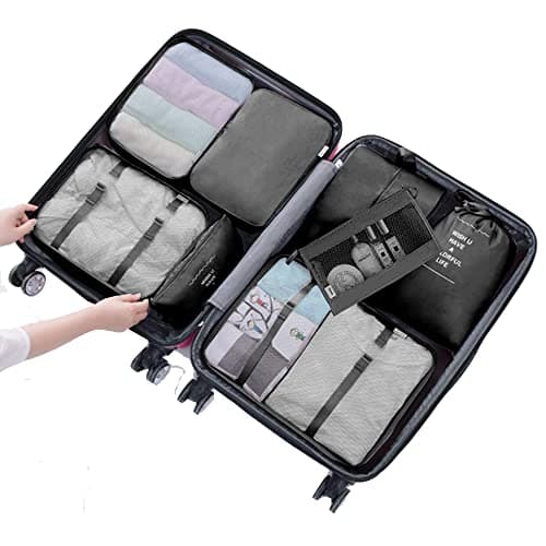 Bansga Packing Cubes for Suitcase 8 Sizes Suitcase Organizer Bags 8 pcs（Black） — view 2