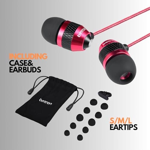 Betron B25 Earphones, In-Ear Wired Headphones, Red — view 2