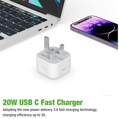 20W Fast Charger Plug with 6FT USB C to Lightning Charging Cable for iPhone — view 4