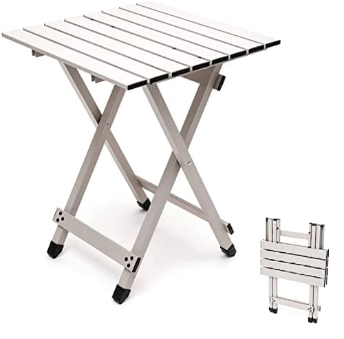 SUNNYFEEL Aluminium Folding Camping Table, Compact Lightweight Picnic Tables, Side End Table, Snack Table for Cooking,Beach,Hiking,Travel,Fishing, BBQ,Indoor Outdoor(Beige)