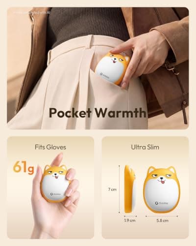 Gaiatop Rechargeable Hand Warmers 2 Pack, Cute Dog Magnetic Design Orange — view 5