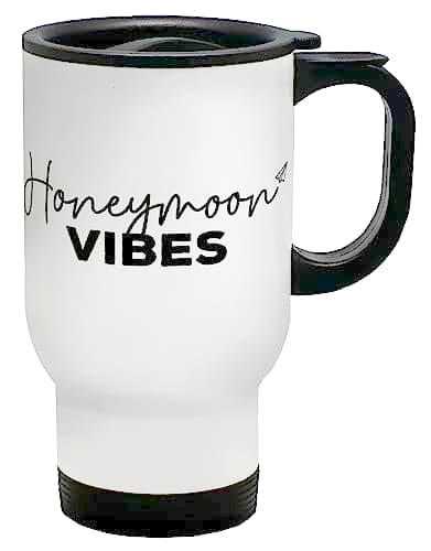 Shopagift Honeymoon Vibes Travel Mug Wedding Holiday Celebration Gift Stainless Steel 14oz Cup