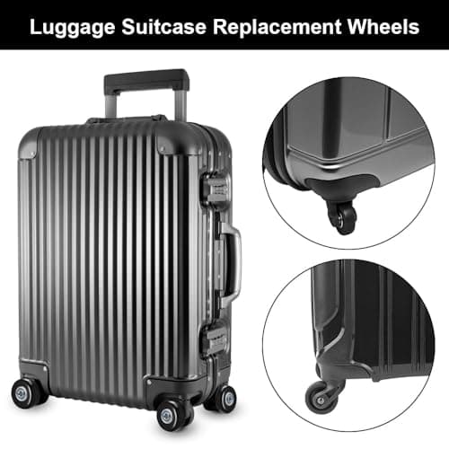 4 Pcs Luggage Suitcase Replacement Wheels 50 x 18 mm Rubber Luggage Wheel Repair Kit Heavy Duty Rubber Swivel Caster Wheels Replacement for Suitcase — view 3
