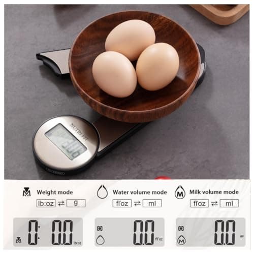 NUTRI FIT Foldable Digital Kitchen Scale, 5KG/11lbs, Silver-Black — view 3