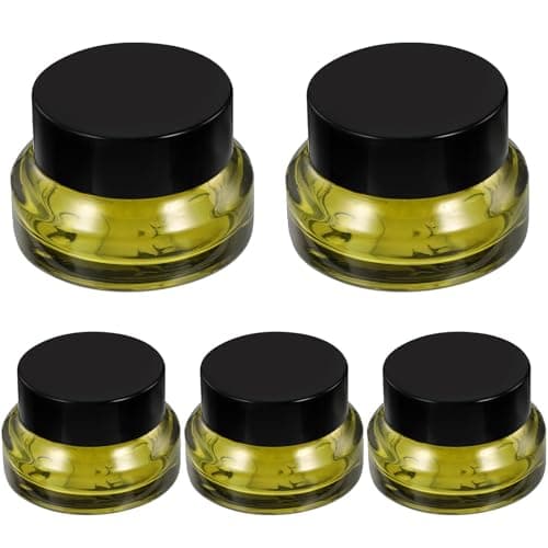 Alasum 5pcs Refillable 15g Glass and Pp Cosmetic Cream Jars with Lids, Portable Sample Containers for Travel and New Year Gifts, Tiny Jars for Body Butter and Makeup Storage Random Color