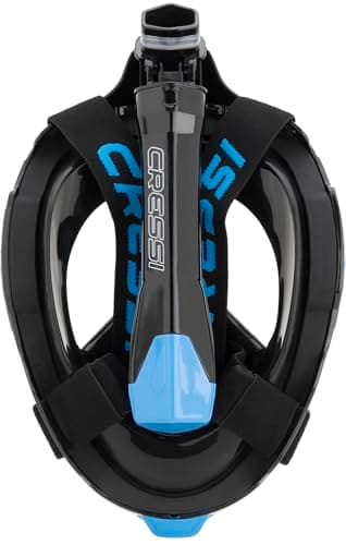 Cressi Bali Full Face Snorkel Mask - Panoramic Diving Mask - Dry-Top Snorkel Set for Adults - Leak-Free Scuba Equipment - Black / Blue - S/M - Full Face — view 3