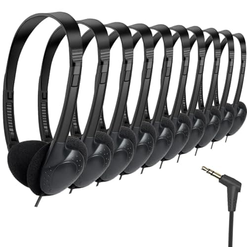 Yoley Kids Headphones Bulk 12 Pack for School Classroom,Wholeslae Wired Durable Earphones Class Set for Students Children Toddler Teens Boys Girls and Adult(FM101 Black)