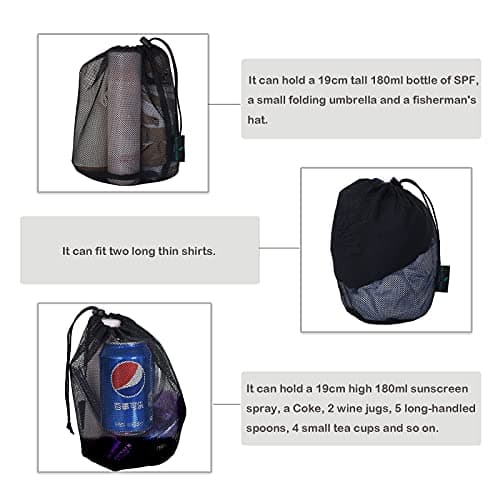 iBasingo Black Drawstring Mesh Bags Nylon Stuff Sack 5 Pack BVP03 — view 4