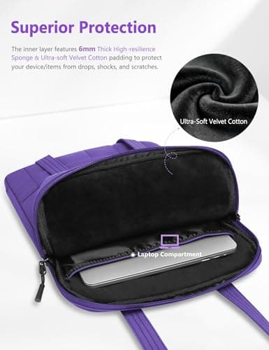 HYZUO 15-16 Inch Puffy Laptop Case Sleeve Padded Handbag, Midnight Purple — view 2