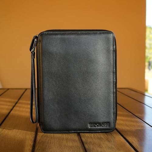 Polare Napa Leather Travel Cable Organizer Case Electronics Accessories Carry Bag with YKK Zippers Tech Storage Bag for Cables, Power Bank, USB, SD Card, Travel Essentials(Black) — view 6