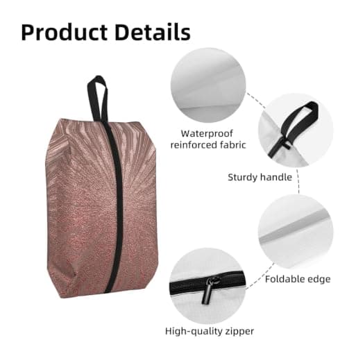 Rose Gold Pink Print Waterproof Shoe Bag Travel Bag with Carry Strap Storage Bag Versatile Cosmetic Bag-2pcs — view 4