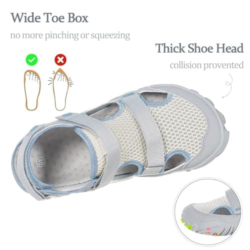 Hsyooes Men's Sports Sandals Women's Hiking Sandals Orthopedic Walking Shoes Summer Trekking Beach Water Shoes Arch Support Adjustable Outdoor Grey 9UK=43EU — view 3