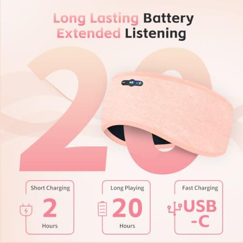Veeniitosr Sleep Headphones Bluetooth 6.0 Headband (Light Pink) — view 2