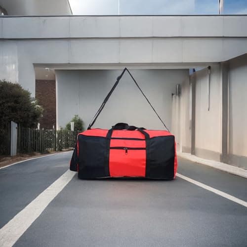 Travel Duffle Storage Holdall Bag Lightweight Gym & Sports Bag (Red) — view 5