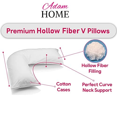 Adam Home V Pillow with Pillowcase Extra Filled Hollow Fiber for Neck Support, Orthopedic, Maternity Pregnancy & Nursing Super Soft & Comfortable V shaped Pillows with Pillowcase — view 4