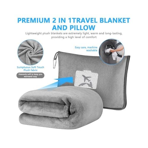 Shirene Travel Blanket,Ultra-Lightweight Airplane Blanket Vacuum Compressed Polyester Travel Blanket for Long-Haul Flights Cars Camping and Outdoor Activities Warm Packable Accessory Blanket — view 2