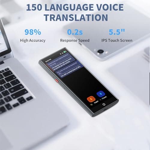 Language Translator Device, 2026 Upgraded Chip Two Way Real-Time Voice Translator, 150 Languages AI/Online/Offline/Group/Phone Translation, No WiFi Needed, 5.5" HD Screen for Travel Business Learning — view 2