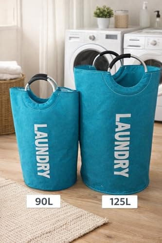 Laundry Basket with Handles – Foldable Laundry Bag (Ocean Teal, L) — view 3