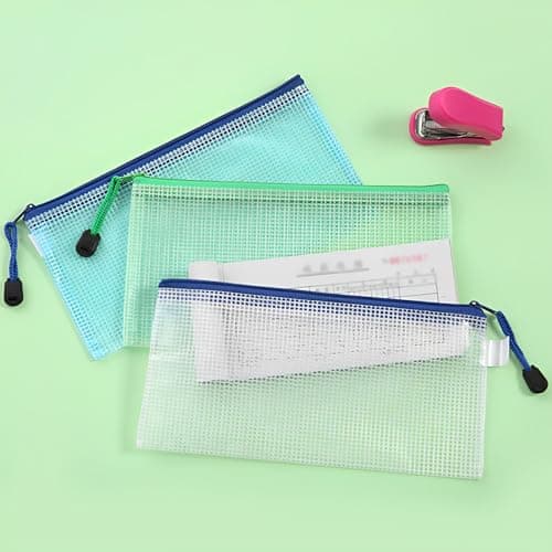 MIETONG A6 Plastic Zip Wallets Folders - 5PCS Document Folder File Zipper Bags Document Wallet Ziplock Bags Travel Storage Pouch Mesh Zip Folders for School Office Supplies and Travel Accessories — view 6