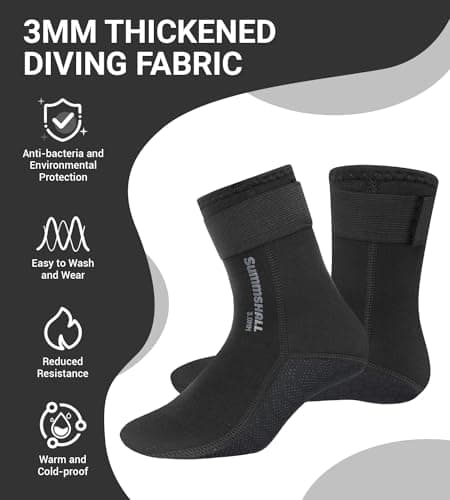 Summshall Neoprene Socks - 3mm Wetsuit Socks for Men & Women - Anti-slip, Warmth for Diving, Snorkeling, Cold Water Swim, Sea Sailing, Kayaking — view 6