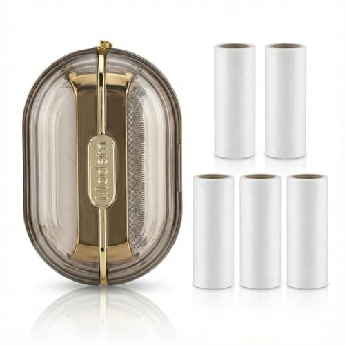 Hopzab Travel Lint Roller Set – Mini Double-Sided Portable Lint Roller with Hand Strap, Reusable Sticky Pet Hair Remover, 5 Refills for Clothes, Sofa, Carpet, and Bags