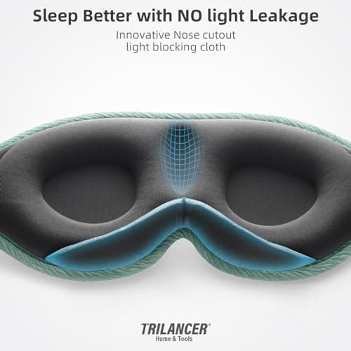 2026 Innovative Sleep Mask for Men and Women, Trilancer 3D 99.99% Light Blocking Design, Comfortable Eye mask, Blackout Blindfold for Sleeping, Nap, Meditation, Travel, with Earplugs (Lake Green) — view 3