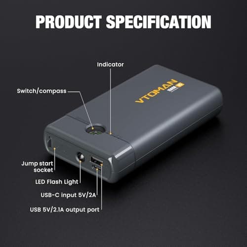 VTOMAN V5 Jump Starter Power Pack for 12V Vehicles & Motorcycles — view 6