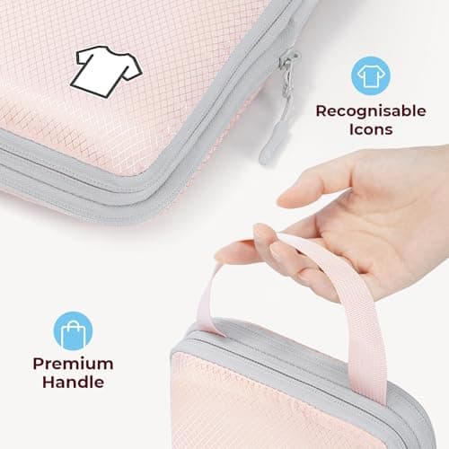 Samfolk Compression Packing Cubes for Suitcases Packing Cubes Compression Set Waterproof Suitcase Organiser Bags for Travel Suitcase Luggage Packing Organizer Bags Travel Essentials Pink 8 Set — view 4