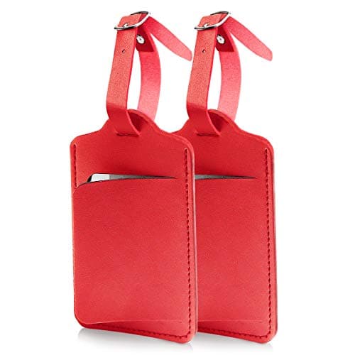 flintronic Travel Luggage Tags, 2PCS Baggage Labels, Suitcase ID Tags, Handbag Tag Labels, Luggage Suitcases Tags for Preventing Loss of Bags and Suitcases(Red)