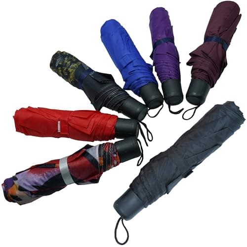 2Pcs Foldable Umbrella, Compact Black & Multicolor, Windproof Strong, Waterproof Stick Travel Umbrella for Women & Men, Ideal for Home & Rain Use