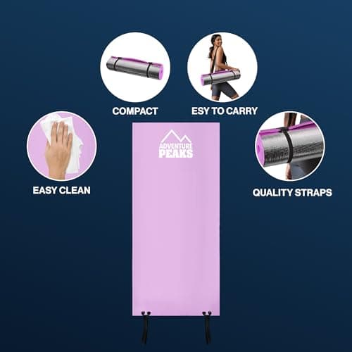 ADVENTURE PEAKS Camping Mat Waterproof EVA Mats Yoga Exercise Mat Extra Thick 0.6 CM Lightweight Foam Camping Mats with Elastic Straps Ideal for Exercise, Camping & Travelling (Pink) — view 6