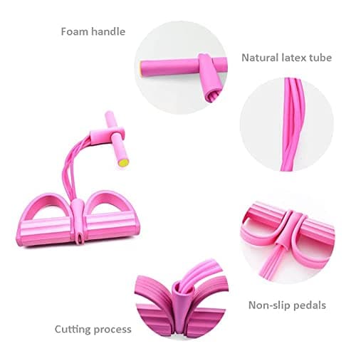 DZOZO Multifunction Resistance Training Pope Elastic 4 Tube Pedal Resistance Band Sit-up Pull Rope Fitness Pedal Exerciser Tension Rope Sport Trainer Equipment for Legs Fitness Arm Slimming Training — view 3