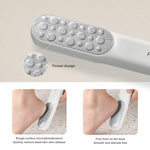 Double-Sided Stainless Steel Foot File & Callus Remover, Professional Pedicure Tool for Dry & Wet Feet, Hard Skin & Corn Remover with Threaded Design, Easy to Clean, White (Home Salon Use) — view 4