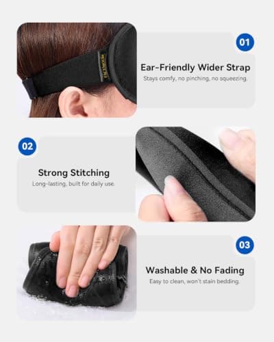 Facemoon Blackout Eye Mask, 3D Weighted Sleep Mask, Travel Essentials — view 5