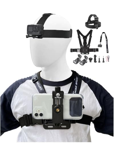 Adjustable Phone Chest Mount & Head Strap Kit,Quick-Release Harness for POV