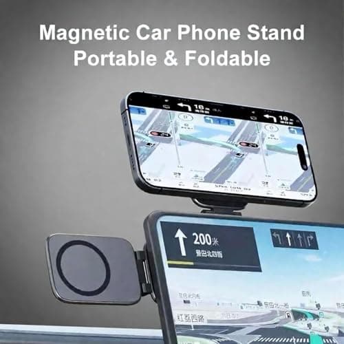 Ultra-Thin 270° Foldable Magnetic Car Phone Mount,Ultra-Slim Shockproof Magnetic Phone Holder,Dual Magnet Gym Phone Mount,Ultrathin Adjustable Cell Phone Holder for Car Dashboard, Gym & Office — view 3