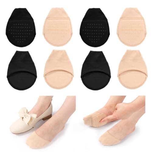Livzikaroa 4 Pairs Toe Protectors for Shoes Half Sock Toe Covers Forefoot Cushion Socks in 2 Colours for Heels Flats Slip Ons and Everyday Footwear — view 3