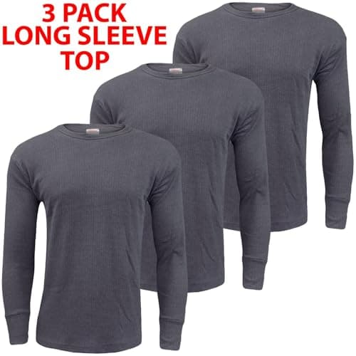 Gaffer 3 Pack Mens Thermal Top Set Long Sleeve T-Shirts Warm Baselayer Inner Underwear Vest Winter Ski Wear for Outdoor Work, Travel, and Cold Weather Charcoal 3 Pack Long Sleeve Top M — view 2