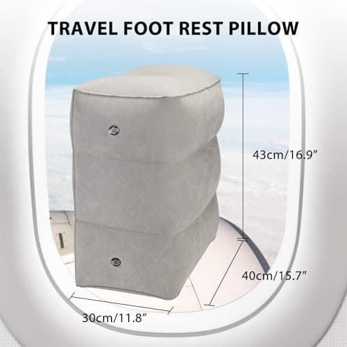 CROWNSHOP Inflatable Foot Rest Pillow for Plane 3 Layers Adjustable Heights — view 2