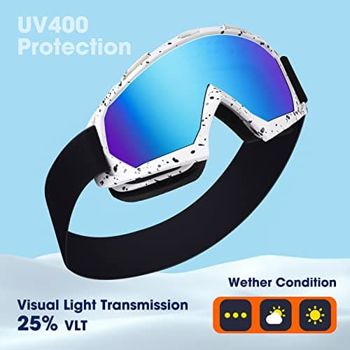 EasYoung Adult Ski Goggles, 2-Pack Snowboard Goggles for Youth, Teens, Men & Women, Wide View Snowmobile Goggles — view 5