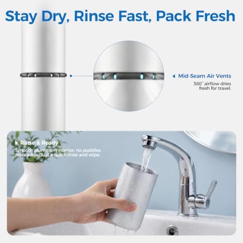 Aluminum Toothbrush Travel Case, Dustproof Travel Toothbrush Holder with Mouthwash Cup, Portable Toothbrush and Toothpaste Travel Case for Traveling, Bathroom, Camping, Business Trip-Silver — view 6