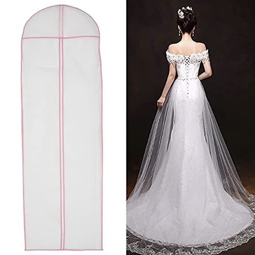 2pcs Wedding Dress Bags, 180cm/70.8inch Non-woven Bridal Dress Cover Bag with Zips Long Full length Breathable Garment Bags Covers for Long Dress Dance Costumes Suits (2pcs) — view 5