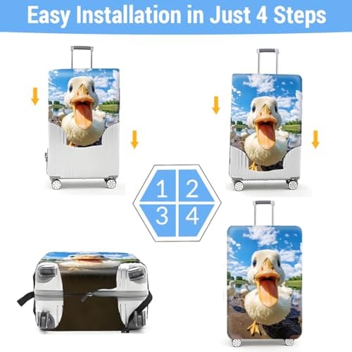 Fansu Elastic Suitcase Cover Protectors, 3D Duck Animal Printed Luggage Cover for Suitcase, Medium Washable Travel Trolley Cover for 22-25 inch — view 6