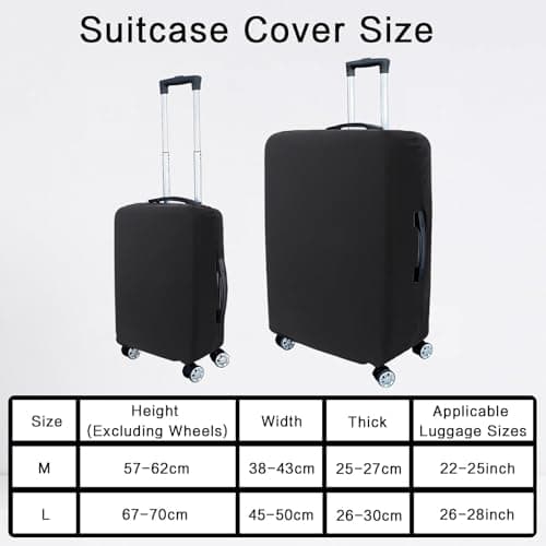 Bomiclss Elastic Luggage Cover for 26-28 Inch Suitcases | Waterproof & Dustproof Travel Protection | Black Reusable Luggage Protector (Black, L) — view 2