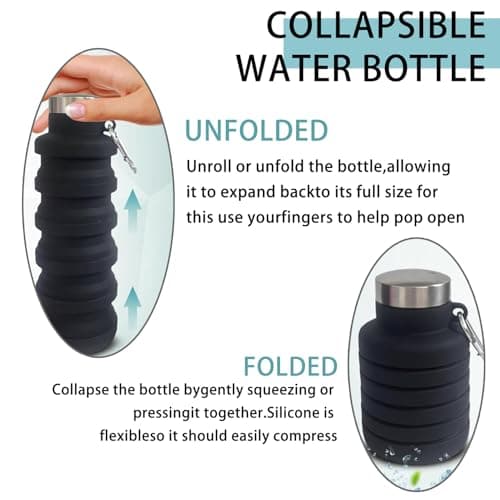 BRITECO Collapsible Water Bottle | BPA-Free, Foldable 500ml Silicone Water Bottle | Perfect for Travel, Hiking, Gym, and Outdoor Activities | Lightweight, Reusable, and Leak-Proof Design — view 5
