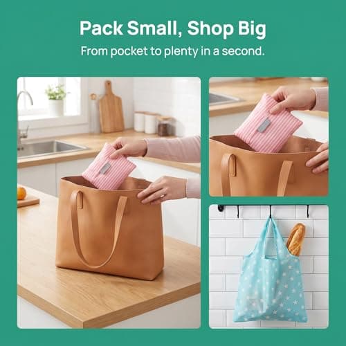 Foldable Shopping Bags, Reusable Shopping Bags Foldable(13.8 X 20 Inches) — view 5